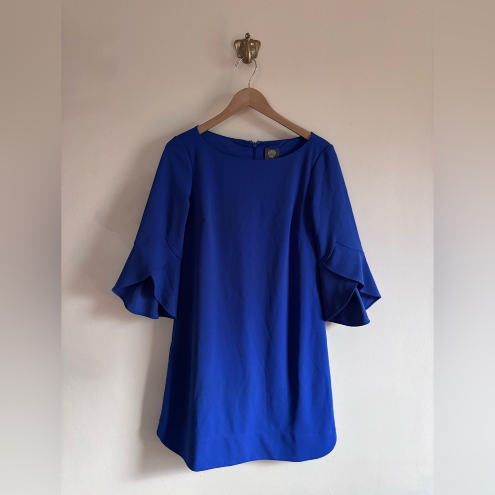 Vince Camuto Cobalt Blue Swing Dress with Ruffled Bell Sleeves size 6